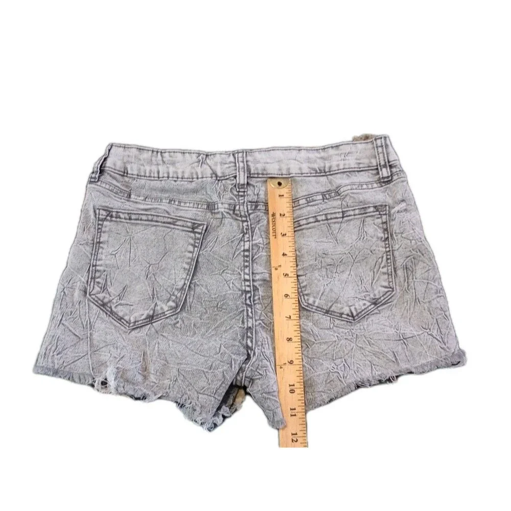 VIGOSS Womens Denim Shorts Acid Wash Distressed Marley Short Mid Rise Sz W28